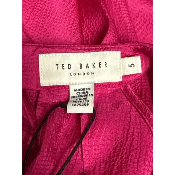 Ted Baker Corrali Women's Blouse Pleat Fan Detail Sleeveless Pink Silky Large - Picture 8 of 12